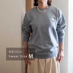 【ご予約販売】猫パールスウェット / ブラウン　ブルー 10枚目の画像