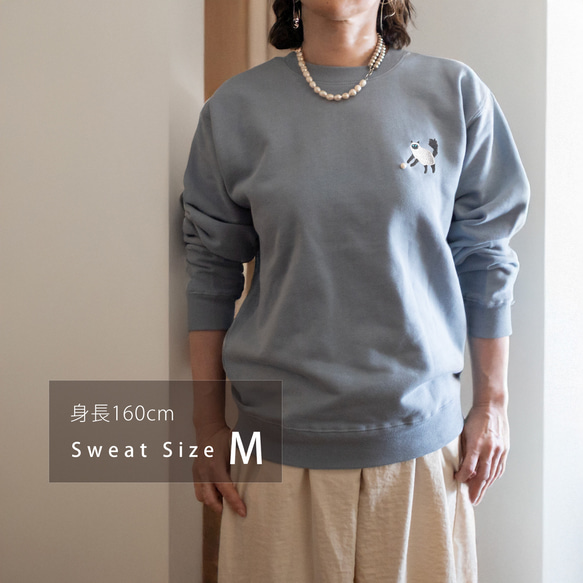 【ご予約販売】猫パールスウェット / ブラウン　ブルー 10枚目の画像
