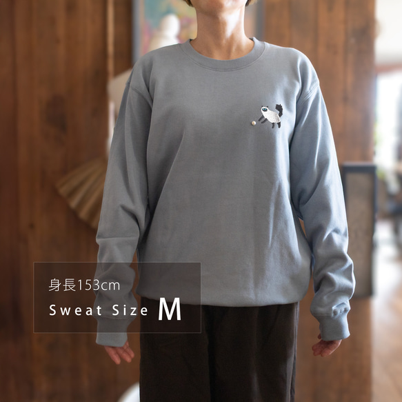 【ご予約販売】猫パールスウェット / ブラウン　ブルー 9枚目の画像