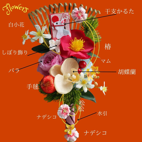 残2点 / 熊手飾り お正月 2026年 午年 造花 椿 胡蝶蘭 松 ギフト