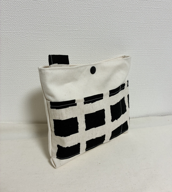 人気ペイントチェック❤️小さめバッグにピッタリ❤️キャンバス生地のバッグインバッグ❤︎ポーチ 4枚目の画像