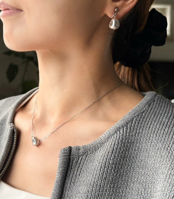 【ラッピング付き✴︎*】選べる2点SET★貝パールネックレスとピアス/イヤリング★Xmasギフト 5枚目の画像