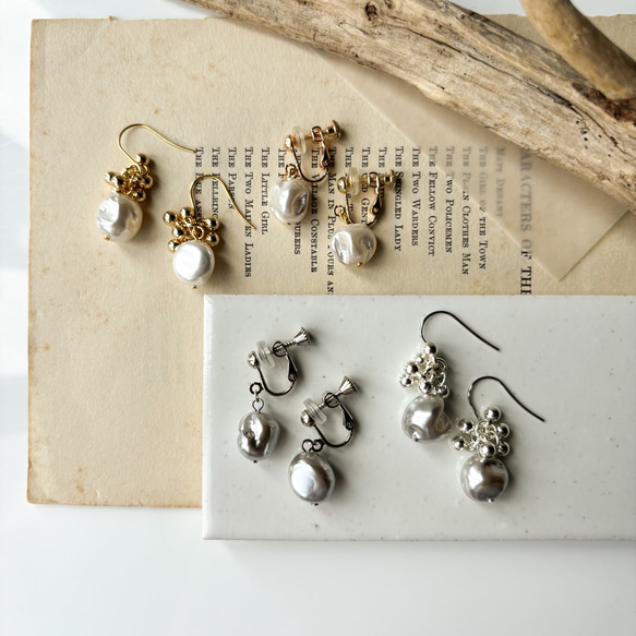 【ラッピング付き✴︎*】選べる2点SET★貝パールネックレスとピアス/イヤリング★Xmasギフト 12枚目の画像