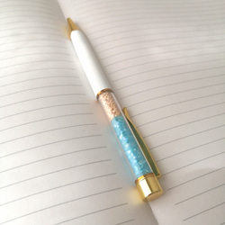 NEW【海色ガラスカレットと星の砂のボールペン〜ターコイズブルー〜】　海　海ボールペン　ボールペン　キラキラ　星砂 12枚目の画像