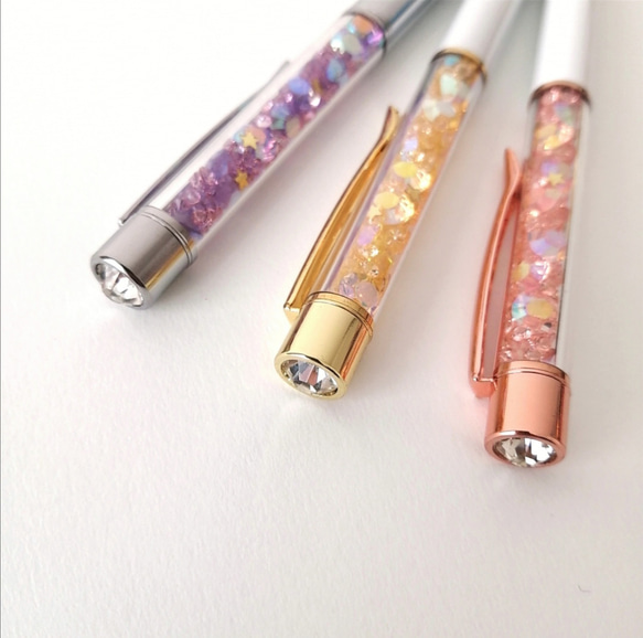 NEW【海色ガラスカレットと星の砂のボールペン〜ターコイズブルー〜】　海　海ボールペン　ボールペン　キラキラ　星砂 16枚目の画像