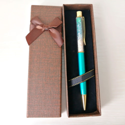 NEW【海色ガラスカレットと星の砂のボールペン〜ターコイズブルー〜】　海　海ボールペン　ボールペン　キラキラ　星砂 19枚目の画像