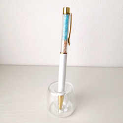 NEW【海色ガラスカレットと星の砂のボールペン〜ターコイズブルー〜】　海　海ボールペン　ボールペン　キラキラ　星砂 15枚目の画像