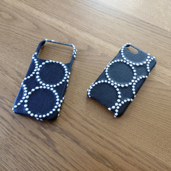 *受注製作*ミナペルホネン*タンバリン ネイビー×ホワイト mina perhonen*iPhoneケース 1枚目の画像