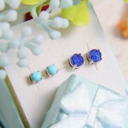 ♡ハンドメイド デザイン ピアス アクセサリー 小粒 ターコイズブルーno39 ターコイズブルー ピアス の人気通販｜Creema(クリーマ) 国内