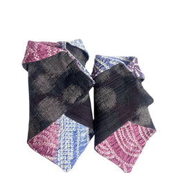 送料無料 着物 リメイク 日除けに アンティーク紬 総絞り 手甲カバー 手袋 指なしハンドカバー アームカバー 2枚目の画像