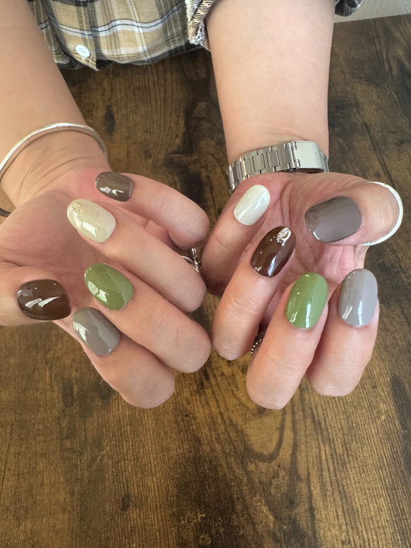 【今期sold out続出】マーブルチョコみたいなジェルネイルチップʕ•̫͡•ʕ•̫͡•ʔ 1枚目の画像