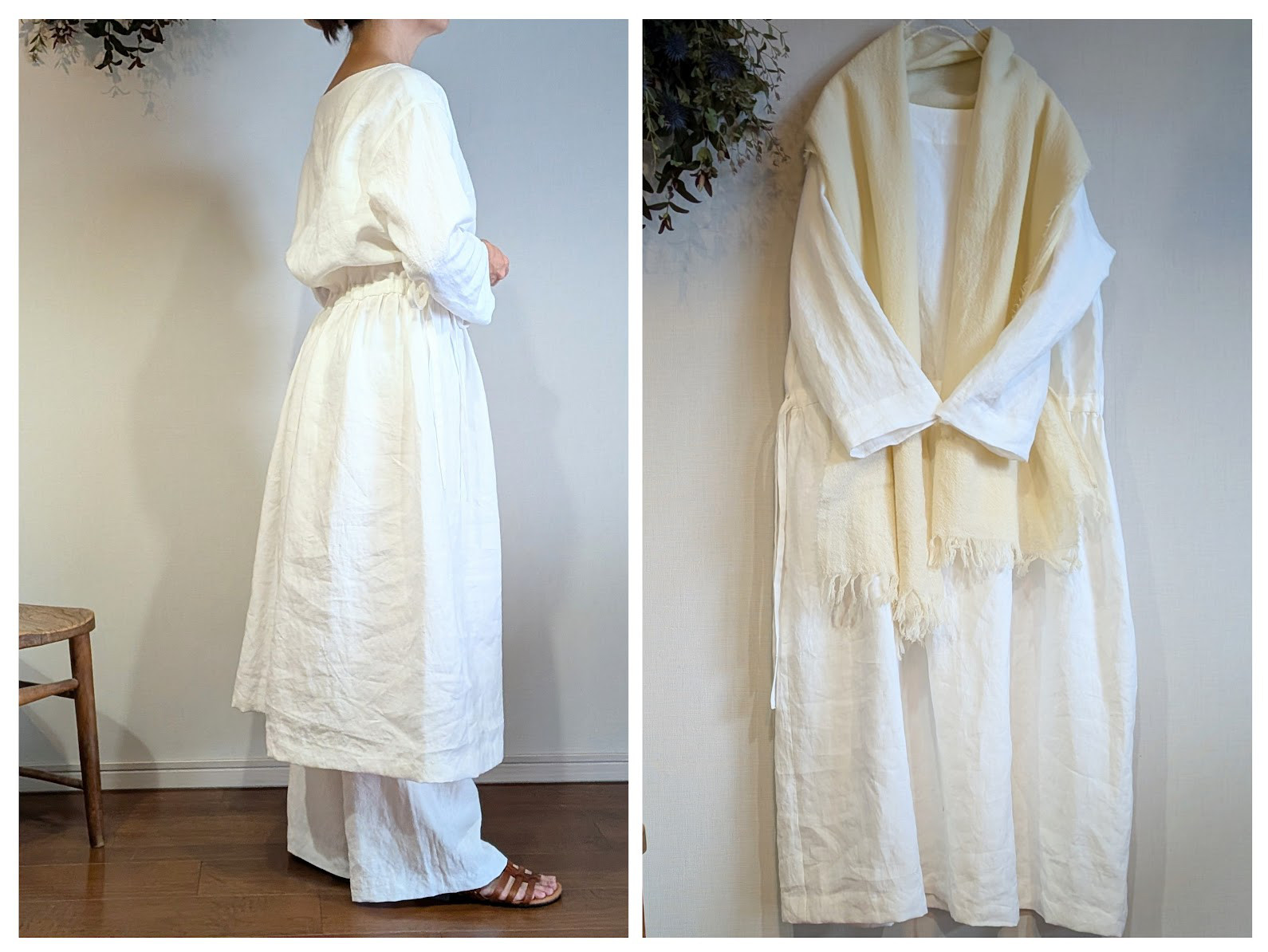 フレンチリネン ギャザーワンピース_リラックス