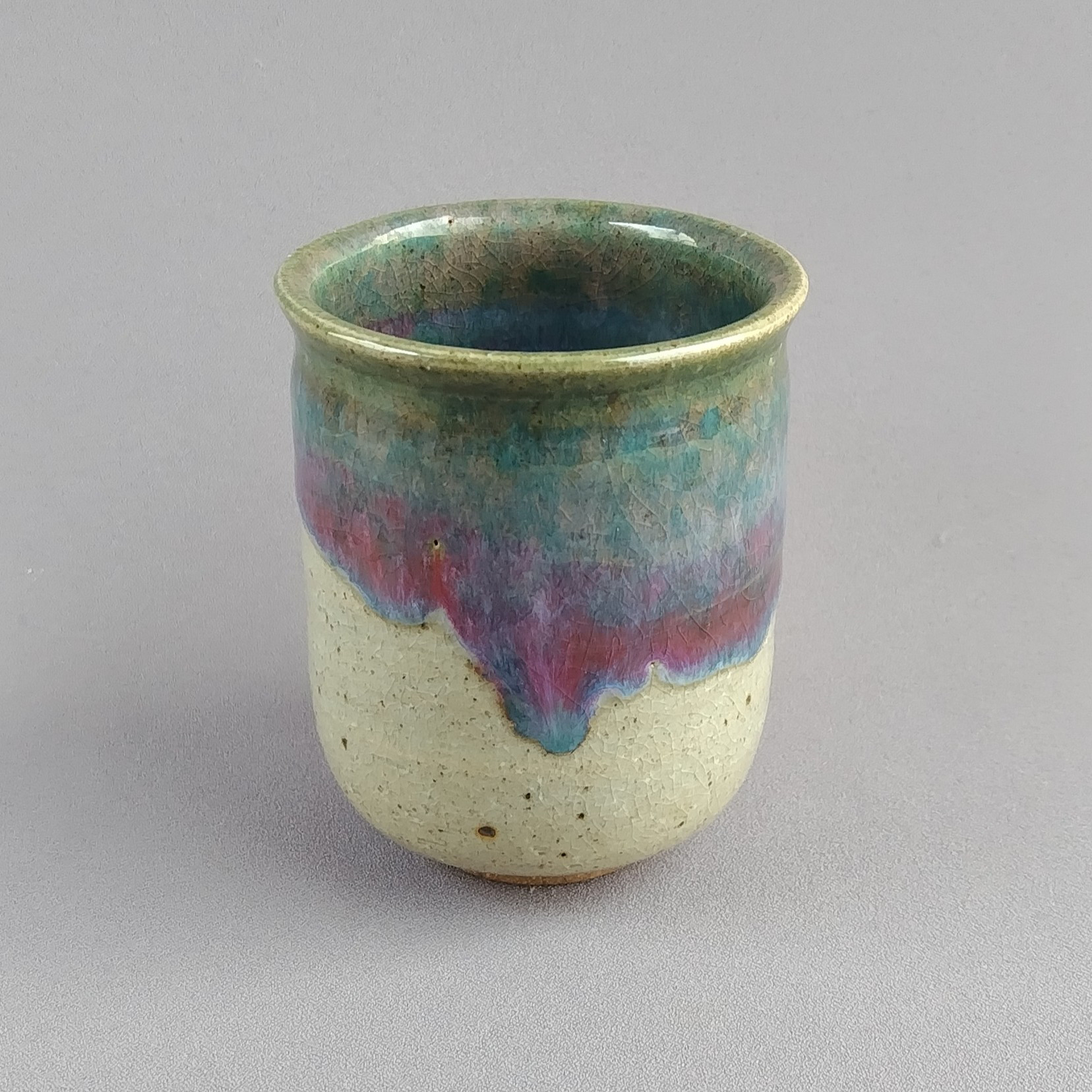 湯呑茶碗　緑釉　【商品番号：00763】