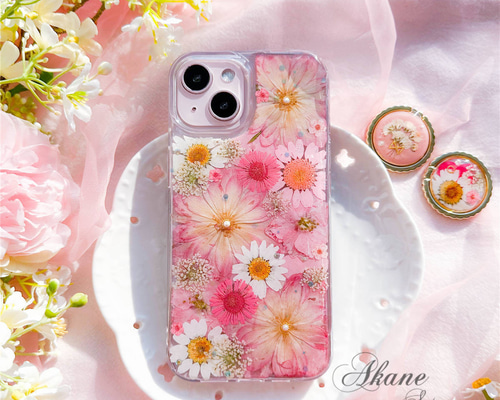 ハンドメイド押し花スマホケース　全機種対応 ほぼ全機種対応スマホケース❁】押し花スマホケース NO.692（着日指定