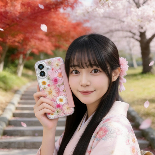 お花詰め合わせ押し花♪押し花 スマホケース 全機種対応 iPhone 17 15