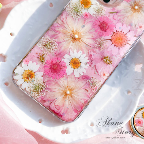 まみーページ⭐︎押し花ケース セール】iPhoneケース 押し花×ドレスデザイン（スマホケース/カバー
