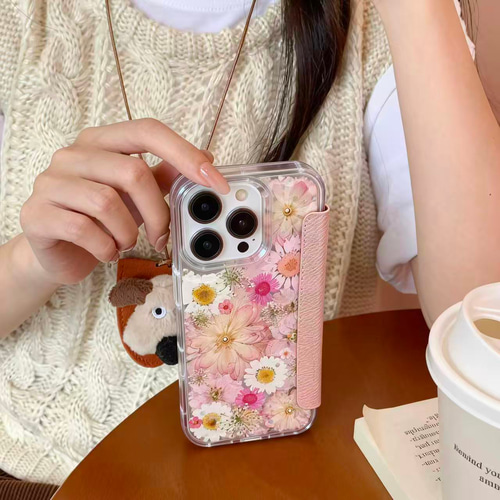 お花詰め合わせ押し花♪押し花 スマホケース 全機種対応 iPhone 17 15
