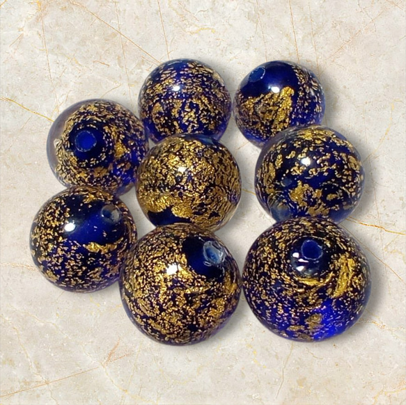 ベネチアンビーズ　カドーロラウンド（コバルト）10ｍｍ 4枚目の画像