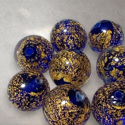 ベネチアンビーズ　カドーロラウンド（コバルト）10ｍｍ 5枚目の画像