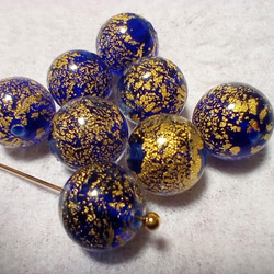 ベネチアンビーズ　カドーロラウンド（コバルト）10ｍｍ 2枚目の画像