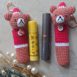 【送料無料】リップクリームの長さが選べるsnowman　リップケース バックチャーム 4枚目の画像