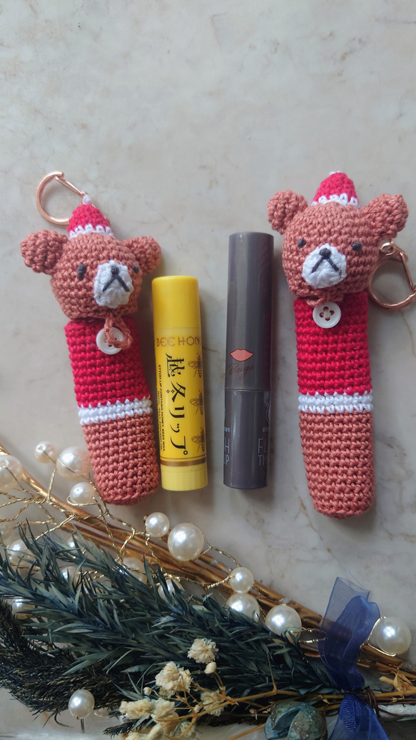 【送料無料】リップクリームの長さが選べるsnowman　リップケース バックチャーム 4枚目の画像