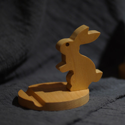 スマホ立て 天然木のうさぎスマホスタンド タブレットスタンド 13枚目の画像