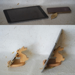 スマホ立て 天然木のうさぎスマホスタンド タブレットスタンド 7枚目の画像