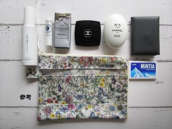 仕切り付きＡ5　L字ファスナー　クリアポーチ　アンジェリカガーラ　リバティラミ　♡大胆な大花 9枚目の画像