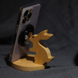 スマホ立て 天然木のうさぎスマホスタンド タブレットスタンド 15枚目の画像