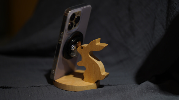 スマホ立て 天然木のうさぎスマホスタンド タブレットスタンド 15枚目の画像