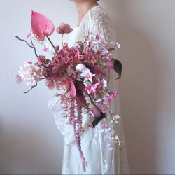 1点限定】ピンクブーケ アーティフィシャルフラワー ウェディング 結婚