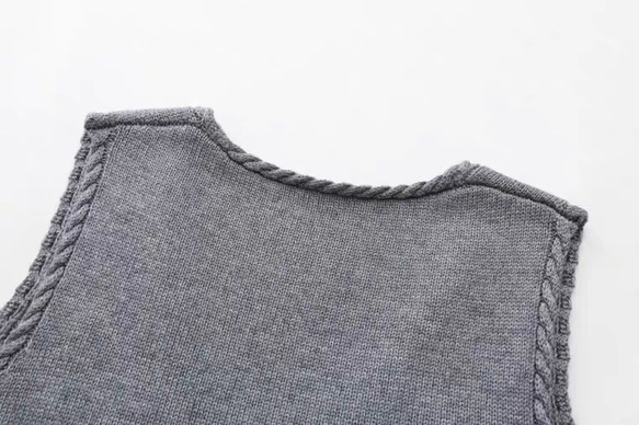 4色 フラワー刺繍 カシミヤウールベスト【春秋冬】赤・グレー・ベージュ 18枚目の画像