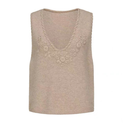 4色 フラワー刺繍 カシミヤウールベスト【春秋冬】赤・グレー・ベージュ 20枚目の画像