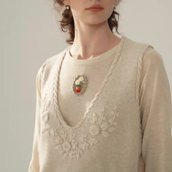 4色 フラワー刺繍 カシミヤウールベスト【春秋冬】赤・グレー・ベージュ 14枚目の画像