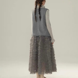 4色 フラワー刺繍 カシミヤウールベスト【春秋冬】赤・グレー・ベージュ 11枚目の画像