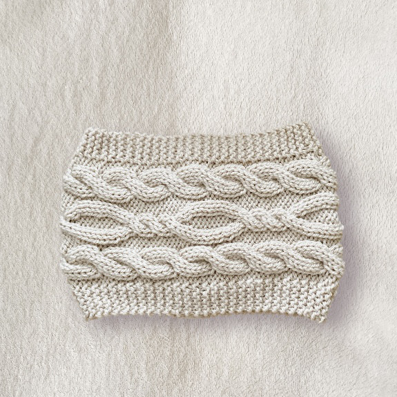 ネックウォーマー　ベージュ　手編み　アラン模様　おしゃれ　秋冬　防寒