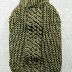 犬服♪細目の毛糸でざっくり！裾ラウンド型アラン模様の手編みセーター(小型犬M～LL) 2枚目の画像