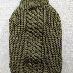 犬服♪細目の毛糸でざっくり！裾ラウンド型アラン模様の手編みセーター(小型犬M～LL) 3枚目の画像