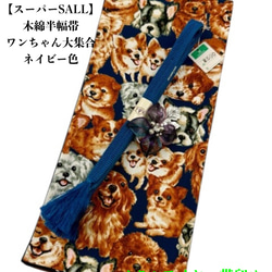 4265木綿半幅帯 不思議の国のアリス（トランプ柄） 豪華水引3点セット