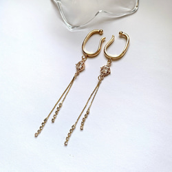 ❤️お得セット❤️ ゴールド  ロング　イヤーカフ　　　　　クリア　ジルコニア　両耳用 2枚目の画像