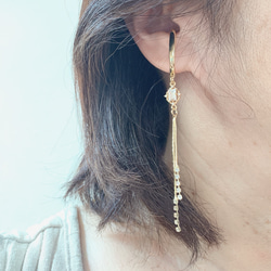 ❤️お得セット❤️ ゴールド  ロング　イヤーカフ　　　　　クリア　ジルコニア　両耳用 3枚目の画像