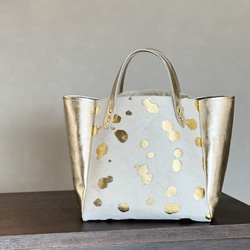 【受注製作】本革ハラコ　スクエアトート Mサイズ　オールレザー　ボディ両面ハラコレザー│［組み合わせを選べる］全7柄 2枚目の画像