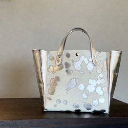 【受注製作】本革ハラコ　スクエアトート Mサイズ　オールレザー　ボディ両面ハラコレザー│［組み合わせを選べる］全7柄 3枚目の画像