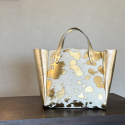 【受注製作】本革ハラコ　スクエアトート Mサイズ　オールレザー　ボディ両面ハラコレザー│［組み合わせを選べる］全7柄 5枚目の画像