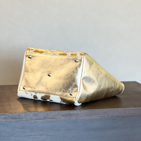 【受注製作】本革ハラコ　スクエアトート Mサイズ　オールレザー　ボディ両面ハラコレザー│［組み合わせを選べる］全7柄 9枚目の画像