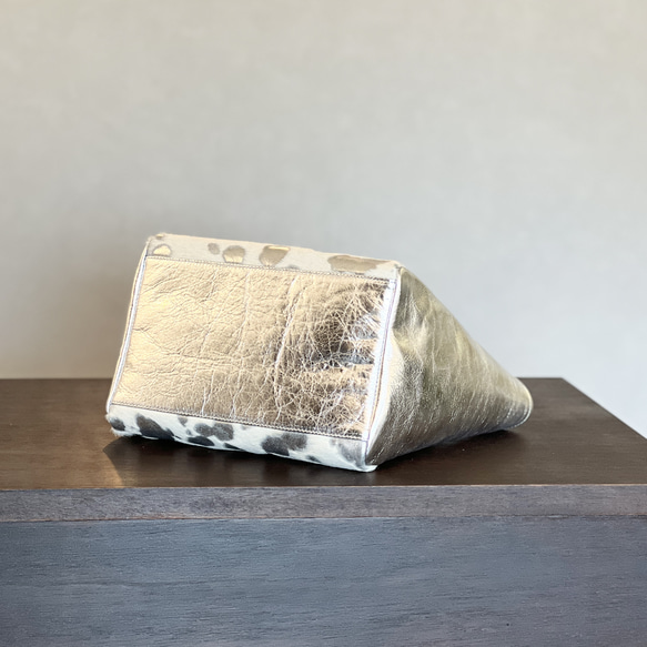 【受注製作】本革ハラコ　スクエアトート Mサイズ　オールレザー　ボディ両面ハラコレザー│［組み合わせを選べる］全7柄 7枚目の画像