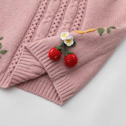 2色 可憐なベリーとフラワー刺繡 カシミヤウールベスト【春秋冬】ブルー・ピンク 17枚目の画像