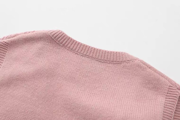 2色 可憐なベリーとフラワー刺繡 カシミヤウールベスト【春秋冬】ブルー・ピンク 16枚目の画像