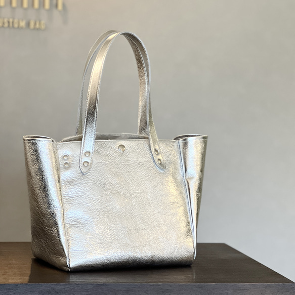 【受注製作】本革 スクエアトート Mサイズ　オールレザー│［組み合わせを自由に選べる！］レザー15色　ハラコレザー7柄 3枚目の画像